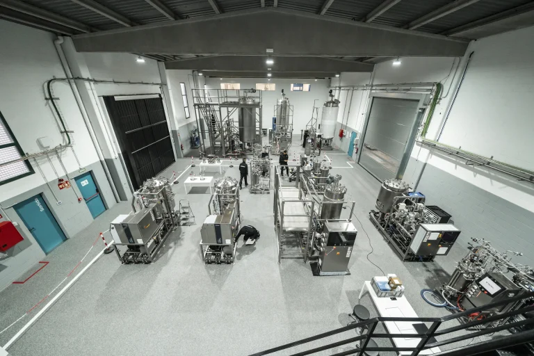 Industrial biotechnology facility with process equipment